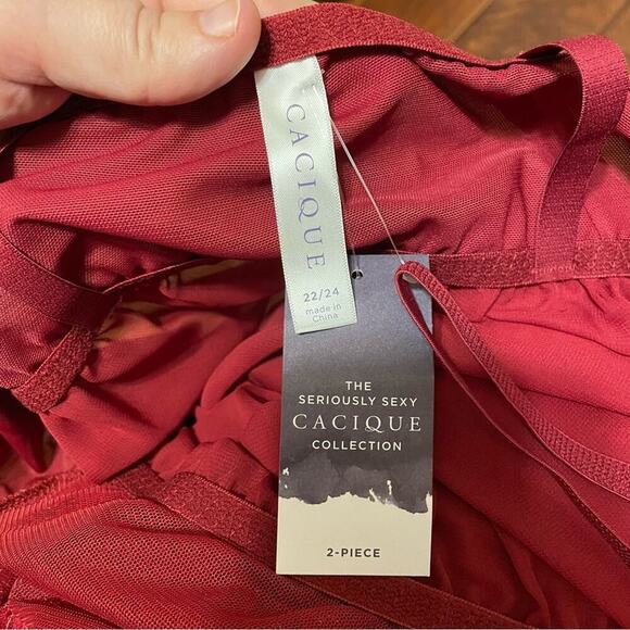 NWT Cacique Red Lace Nightie w/thong - Picture 9 of 10